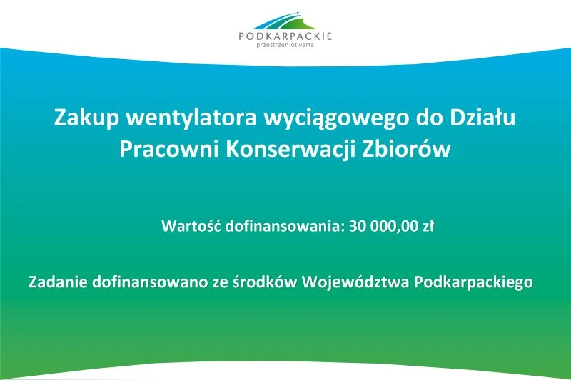 Tablica informacyjna o dofinansowaniu zakupu wentylatora 